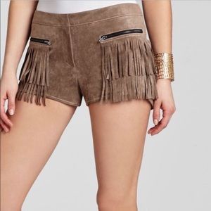 BCBG Suede Fringe Short